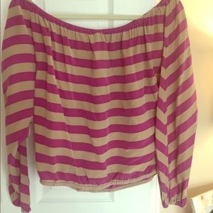 BCBG striped , cropped off the shoulder top